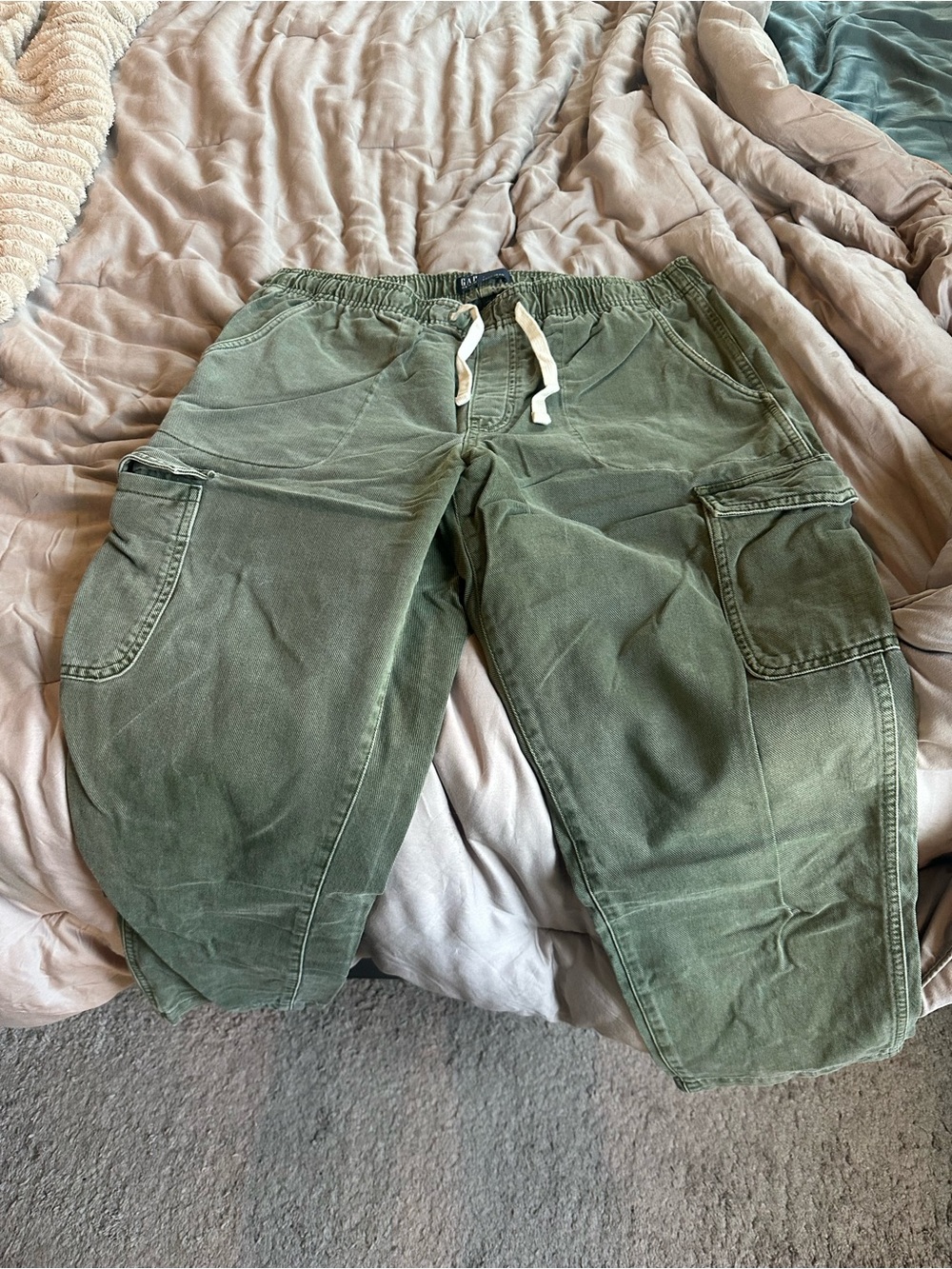 GAP Olive Cargo Jogger Pants with Drawstring